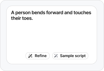 QuickMagic's published prompt input example: A person bends forward and touches their toes.