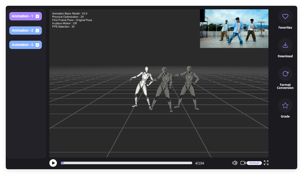Separate animation tracks prepared for multiple characters
