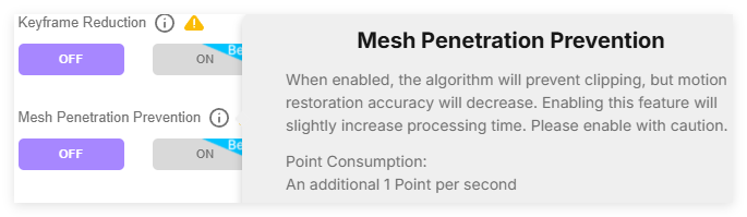 Mesh Penetration Prevention feature notice