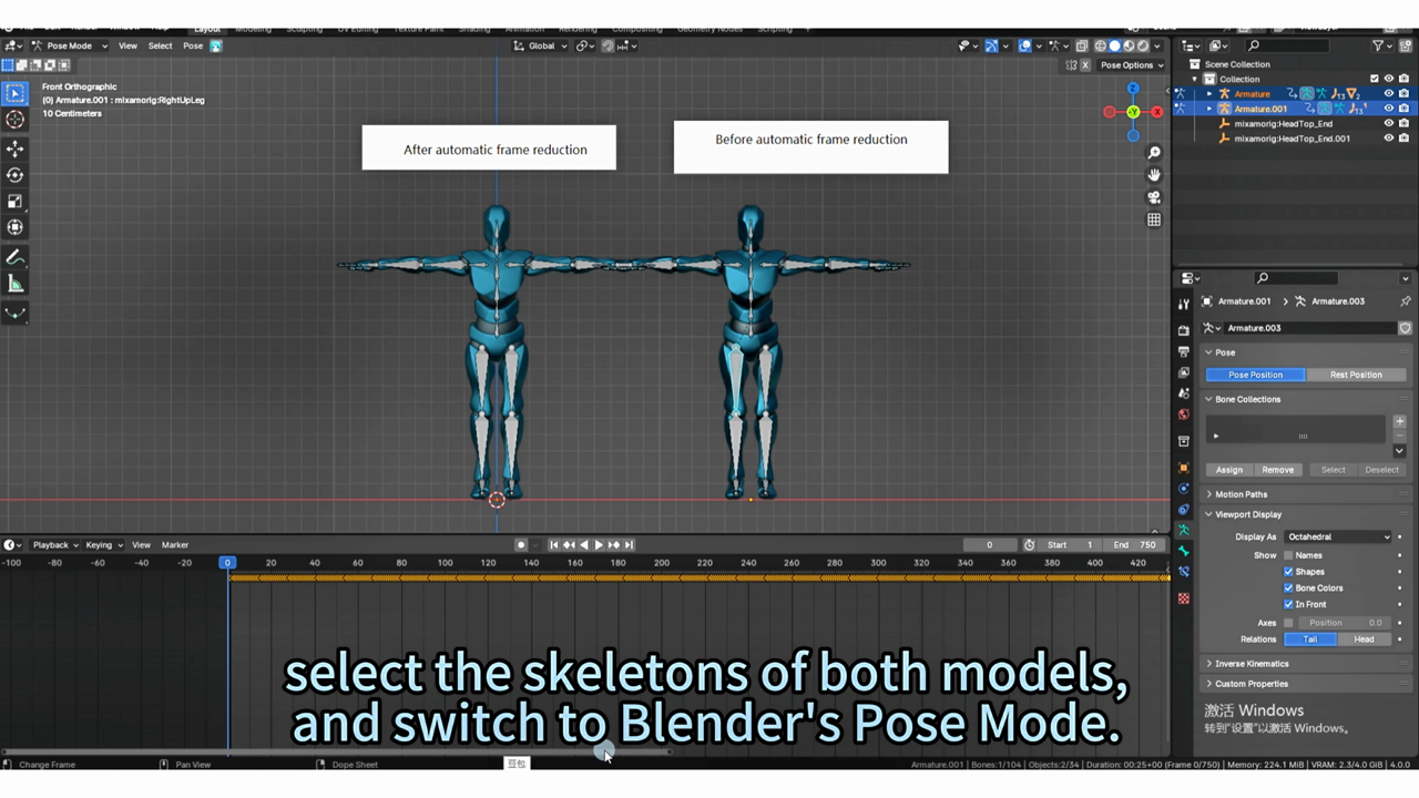 Blender Dope Sheet - full-frame dense keyframes