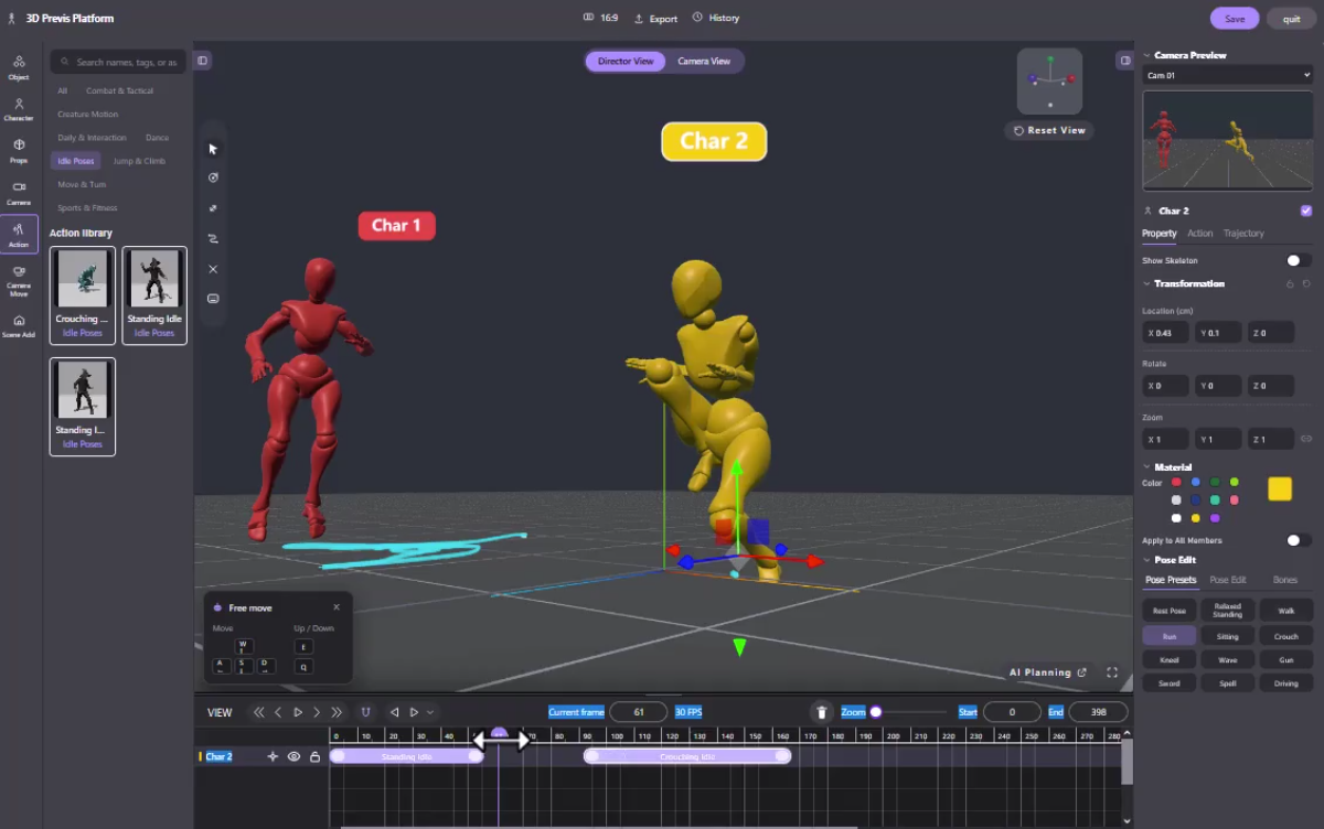 QuickMagic 3D Previs Tutorial: Build a Scene, Add Actions, and Plan Your Shot