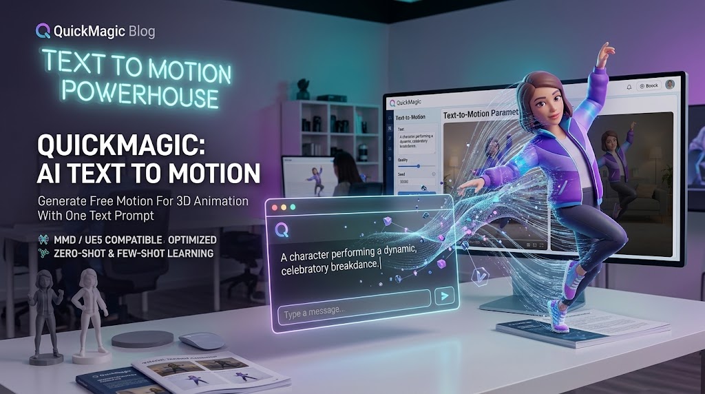 AI Text to Motion: Free Motion Generation for 3D Animation