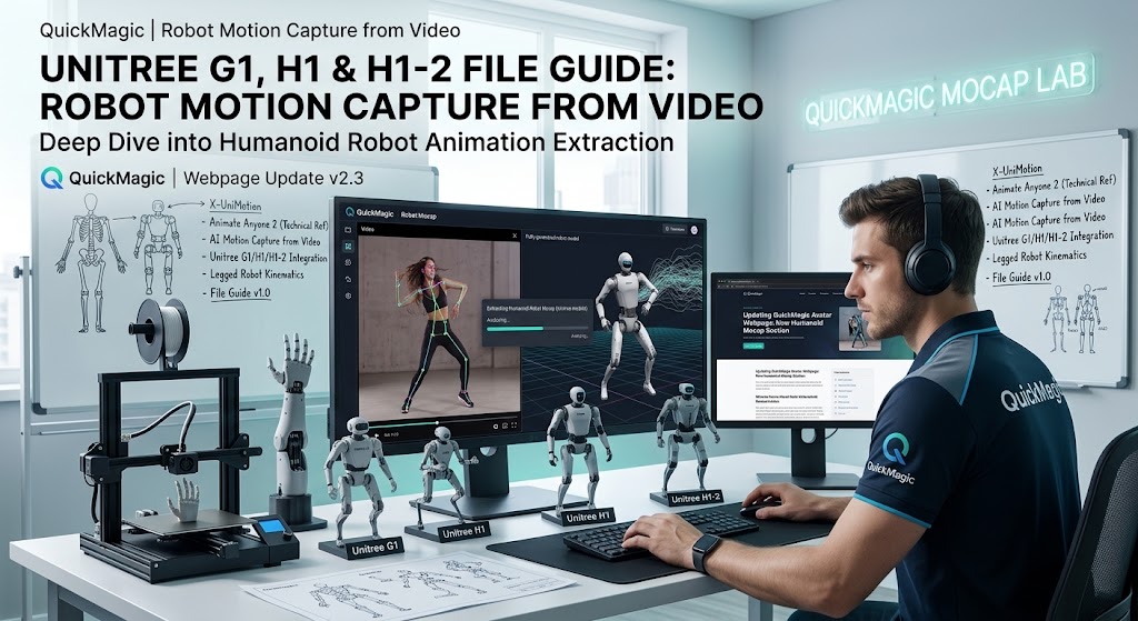QuickMagic Robot Motion Capture from Video: Unitree G1, H1 and H1-2 File Guide